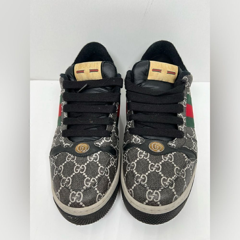Gucci Screener PVC & leather Sneakers Men's Black x Gray Sherry Line GG Supreme